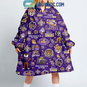 LSU Tigers Geaux Tiger Blood In My Veins Oodie Hooded Blanket