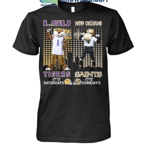 LSU Tigers On Saturdays Mike New Orleans Saints Sir Saint & Gumbo On Sundays T-Shirt