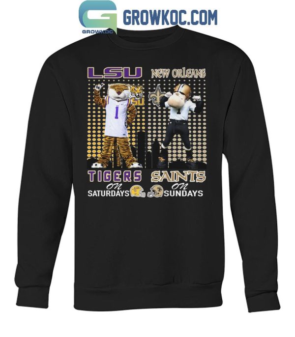 LSU Tigers On Saturdays Mike New Orleans Saints Sir Saint & Gumbo On Sundays T-Shirt