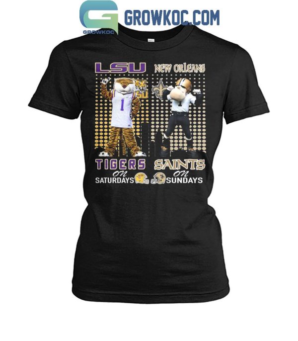 LSU Tigers On Saturdays Mike New Orleans Saints Sir Saint & Gumbo On Sundays T-Shirt