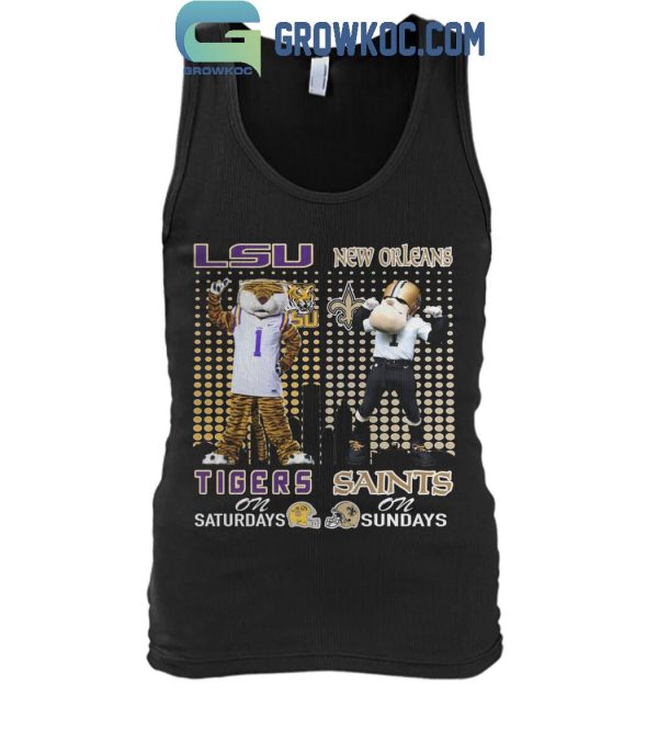 LSU Tigers On Saturdays Mike New Orleans Saints Sir Saint & Gumbo On Sundays T-Shirt