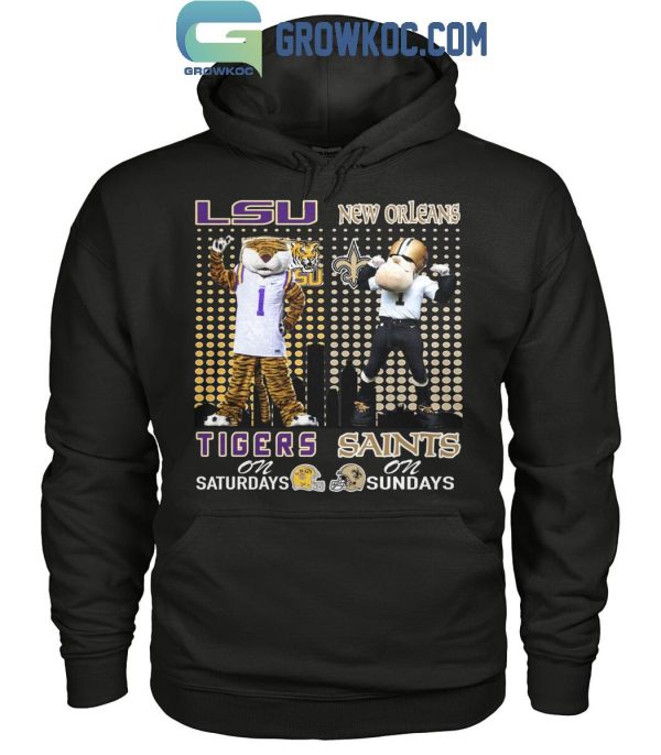 LSU Tigers On Saturdays Mike New Orleans Saints Sir Saint & Gumbo On Sundays T-Shirt