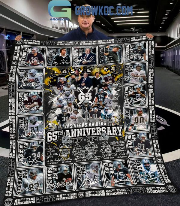 Las Vegas Raiders 65th Anniversary Thank You 1960-2025 Fleece Blanket Quilt