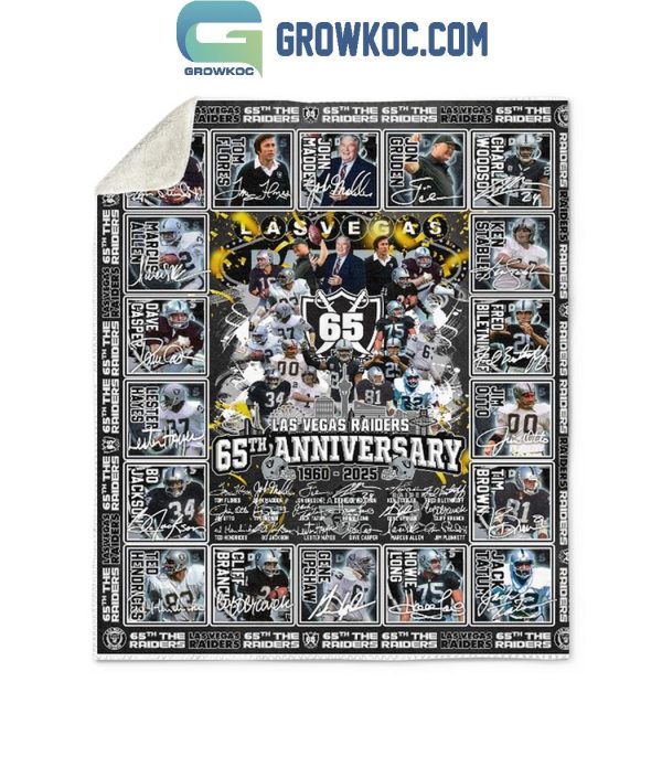 Las Vegas Raiders 65th Anniversary Thank You 1960-2025 Fleece Blanket Quilt