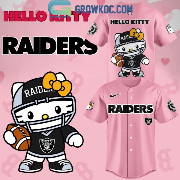 Las Vegas Raiders In Pink Celebrating Hello Kitty 2024 Baseball Jersey