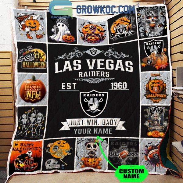 Las Vegas Raiders Just Win Baby Est. 1960 Halloween Personalized Fleece Blanket Quilt