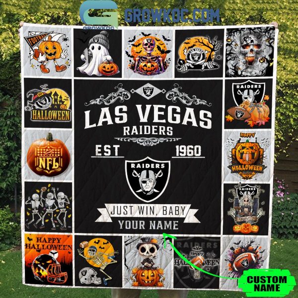 Las Vegas Raiders Just Win Baby Est. 1960 Halloween Personalized Fleece Blanket Quilt