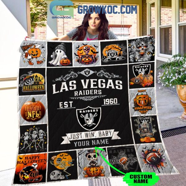 Las Vegas Raiders Just Win Baby Est. 1960 Halloween Personalized Fleece Blanket Quilt