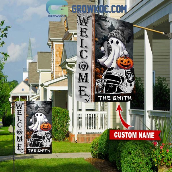 Las Vegas Raiders Welcome Halloween 2024 Personalized House Garden Flag