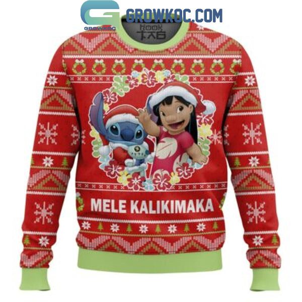 Lilo And Stitch Mele Kalikimaka Merry Christmas Ugly Sweater