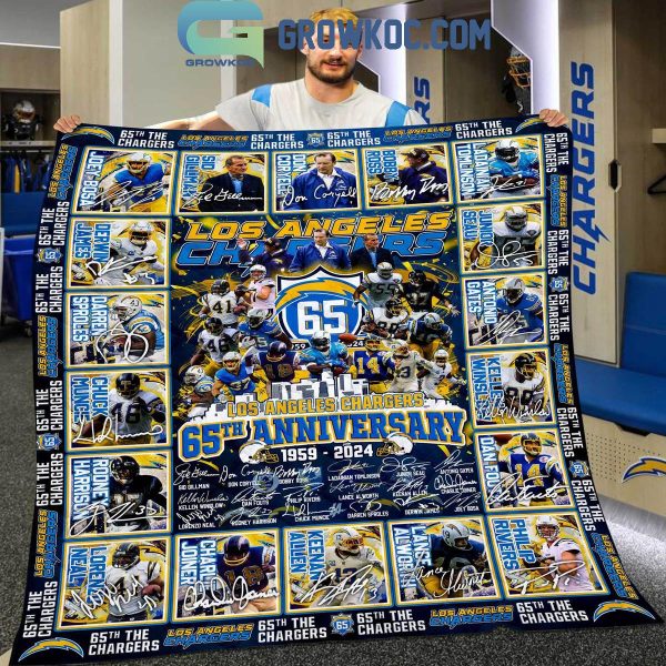 Los Angeles Chargers 65th Anniversary 1959-2024 Fleece Blanket Quilt