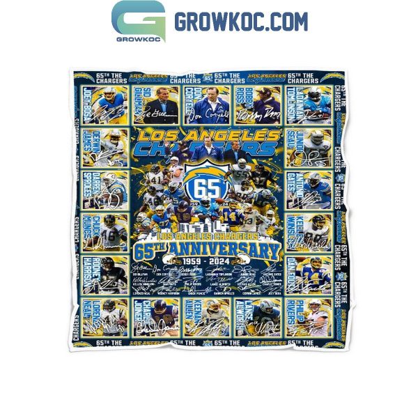 Los Angeles Chargers 65th Anniversary 1959-2024 Fleece Blanket Quilt