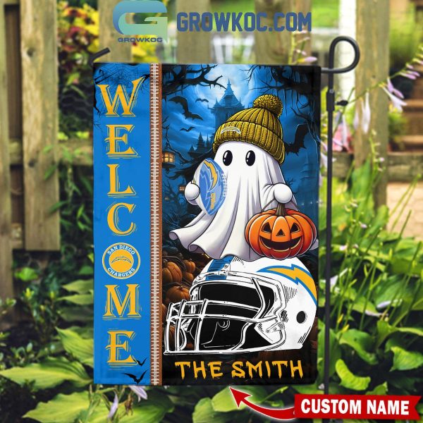 Los Angeles Chargers Welcome Halloween 2024 Personalized House Garden Flag