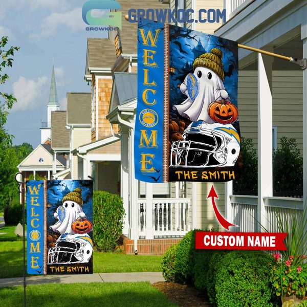 Los Angeles Chargers Welcome Halloween 2024 Personalized House Garden Flag