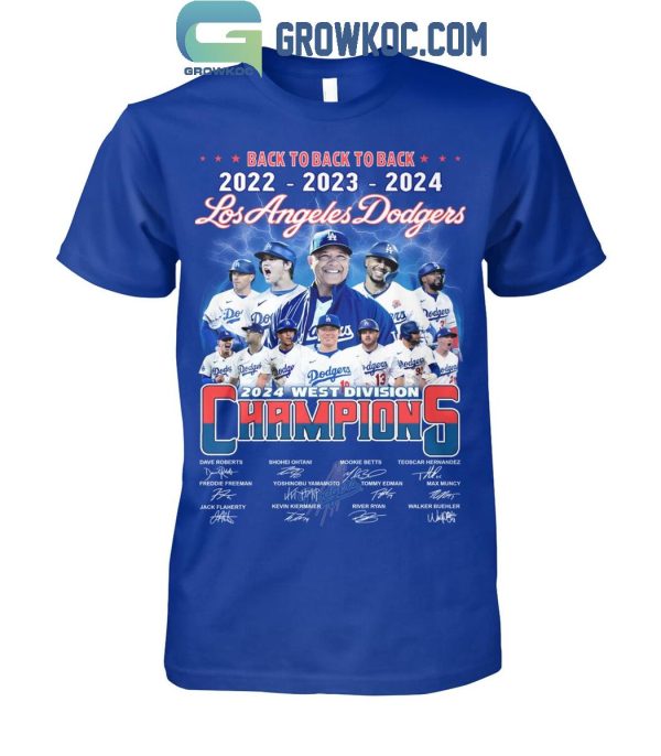 Los Angeles Dodgers 2024 West Division Champs Back To Back To Back T-Shirt