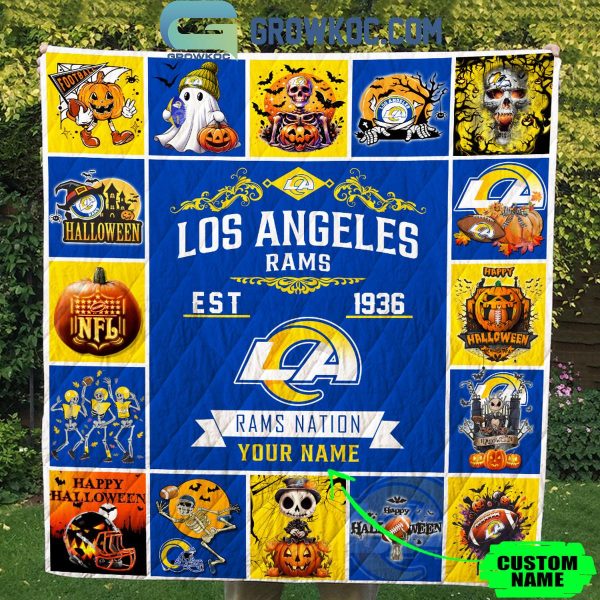 Los Angeles Rams Rams Nation Est. 1936 Halloween Personalized Fleece Blanket Quilt