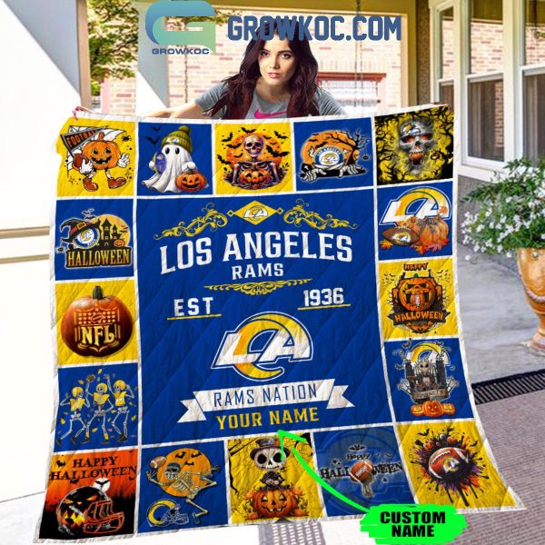 Los Angeles Rams Rams Nation Est. 1936 Halloween Personalized Fleece Blanket Quilt