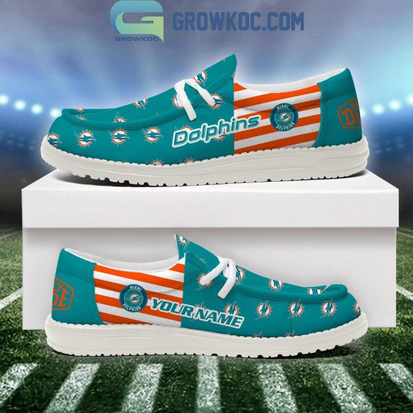 Miami Dolphins 2024 Version Personalized Hey Dude Shoes