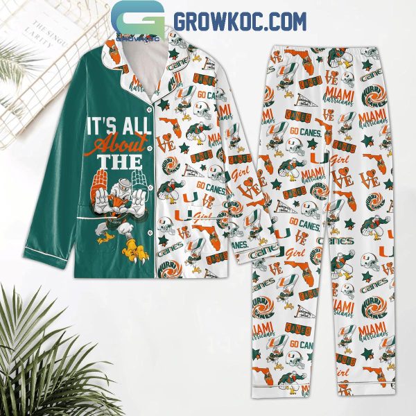 Miami Hurricanes Girl Loves Canes Polyester Pajamas Set