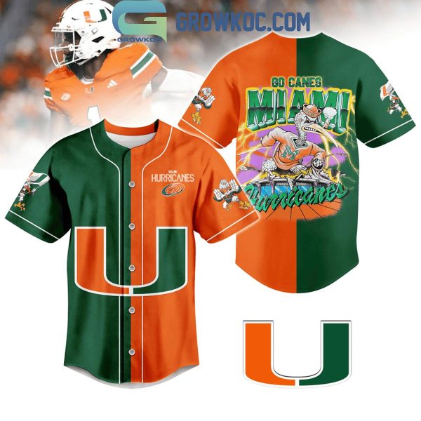 Miami Hurricanes Go Canes Halloween 2024 Personalized Baseball Jersey