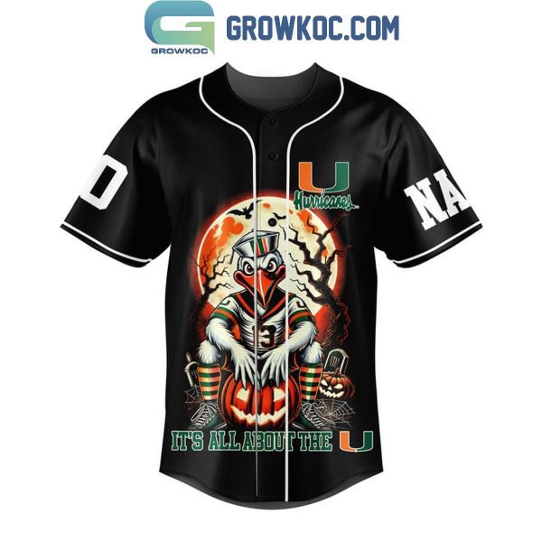 Miami Hurricanes Halloween Let’s Go Canes With Fear Personalized Baseball Jersey