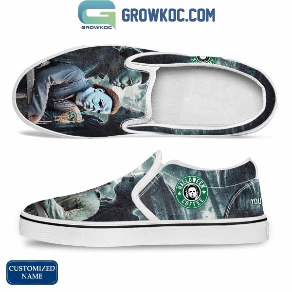 Michael Myers And Jason Voorhees Halloween Coffee Personalized Slip On Shoes