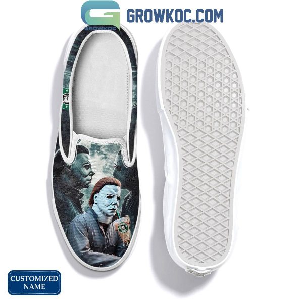 Michael Myers And Jason Voorhees Halloween Coffee Personalized Slip On Shoes