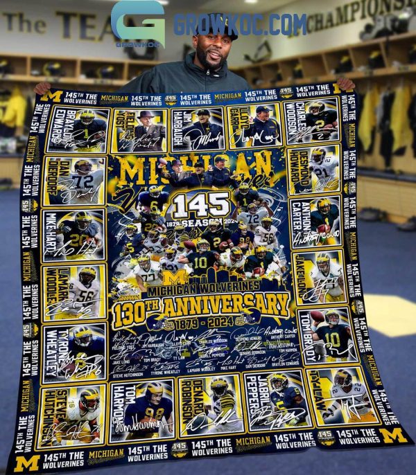 Michigan Wolverines 145 Seasons 1879-2024 Fleece Blanket Quilt