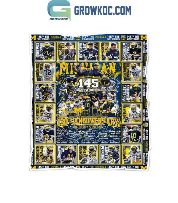 Michigan Wolverines 145 Seasons 1879-2024 Fleece Blanket Quilt