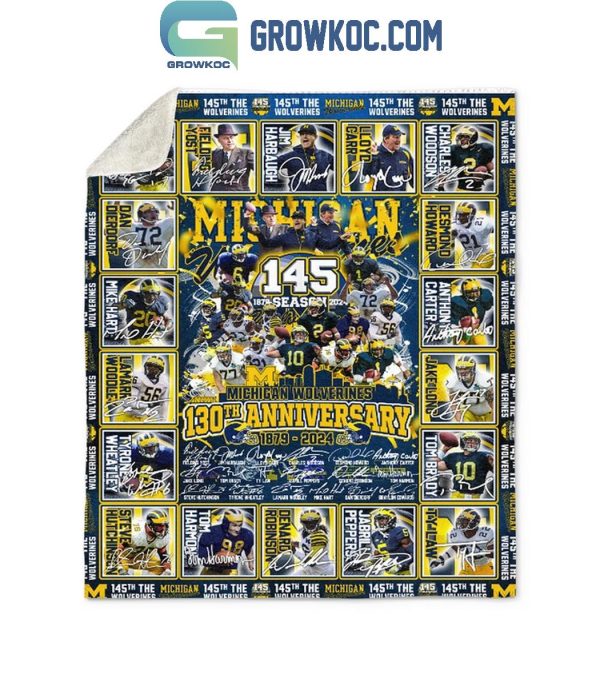 Michigan Wolverines 145 Seasons 1879-2024 Fleece Blanket Quilt