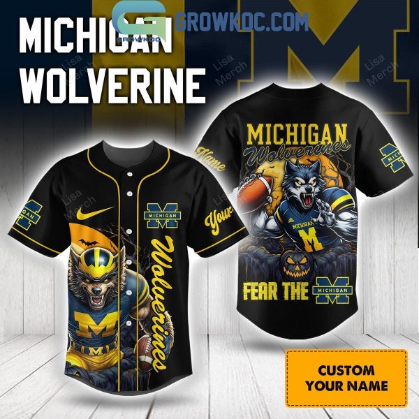 Michigan Wolverines Fear The M Halloween Victory Personalized Baseball Jersey