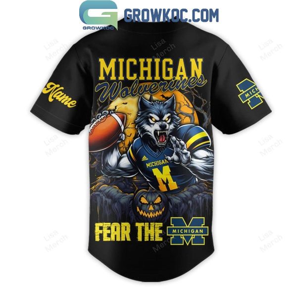 Michigan Wolverines Fear The M Halloween Victory Personalized Baseball Jersey