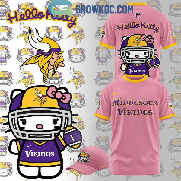 Minnesota Vikings Celebrating 50th Anniversary Hello Kitty Pink Hoodie T-Shirt