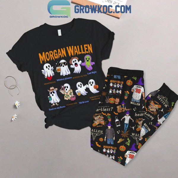 Morgan Wallen Wasted On You Halloween Fleece Pajamas Set