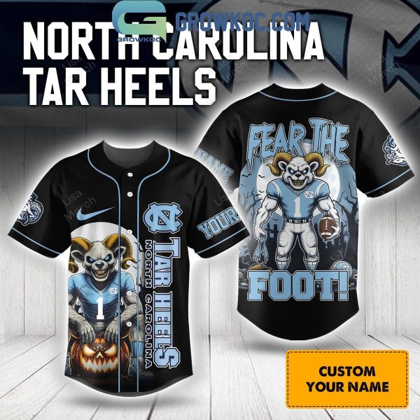 NC Tar Heels Halloween Fear The Foot Football 2024 Personalized Baseball Jersey