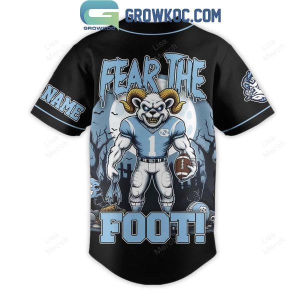 NC Tar Heels Halloween Fear The Foot Football 2024 Personalized Baseball Jersey