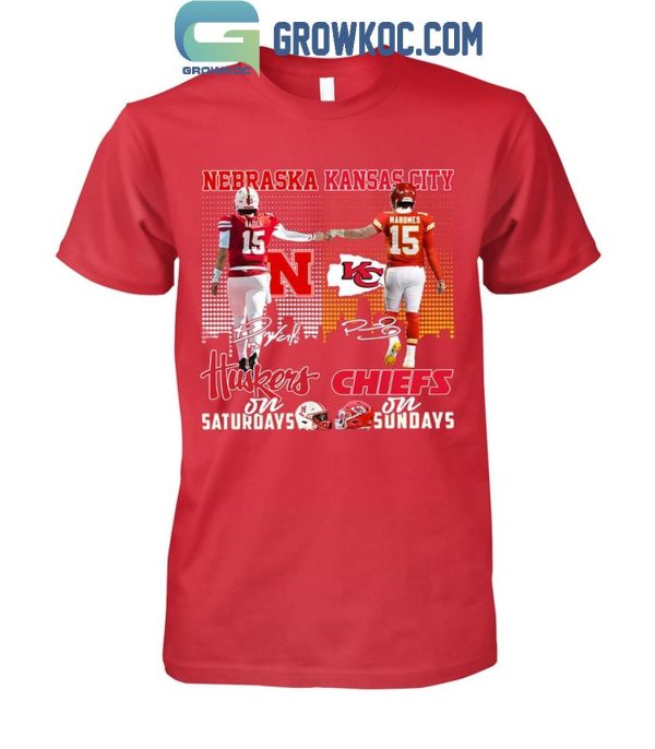 Nebraska Cornhuskers On Saturdays Kansas City Chiefs On Sundays T-Shirt