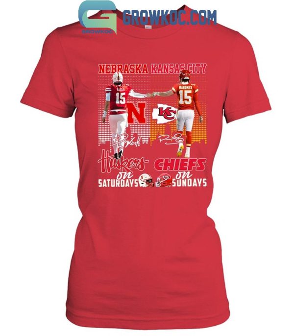 Nebraska Cornhuskers On Saturdays Kansas City Chiefs On Sundays T-Shirt