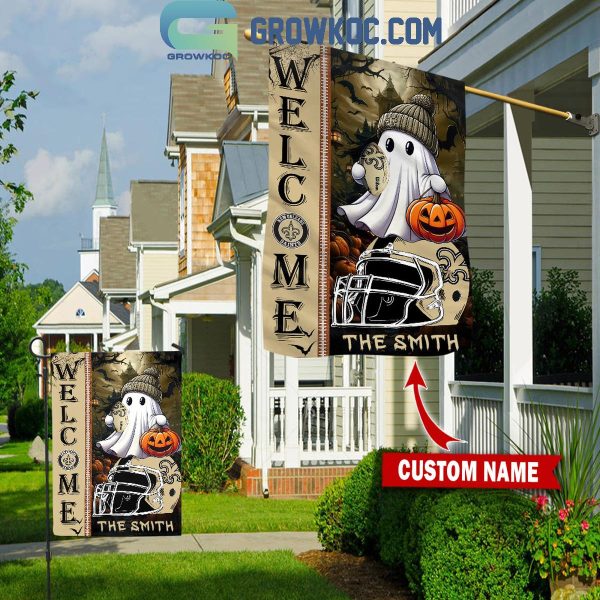 New Orleans Saints Welcome Halloween 2024 Personalized House Garden Flag