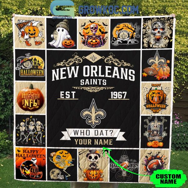 New Orleans Saints Who Dat Est. 1967 Halloween Personalized Fleece Blanket Quilt