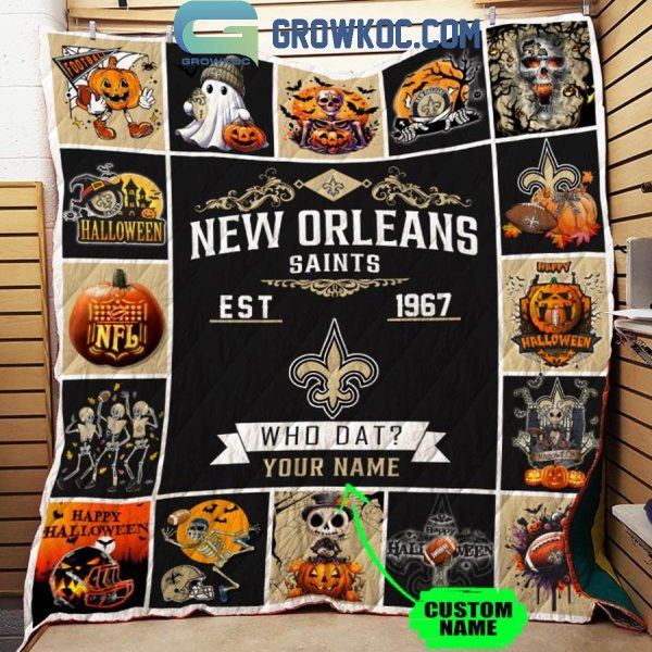 New Orleans Saints Who Dat Est. 1967 Halloween Personalized Fleece Blanket Quilt