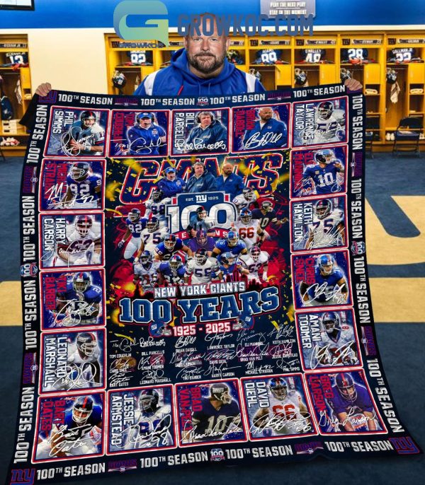 New York Giants 100 Years Of Memories 1925-2025 Fleece Blanket Quilt