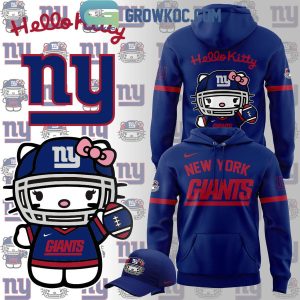 New York Giants Celebrating 50th Anniversary Hello Kitty Blue Hoodie T-Shirt