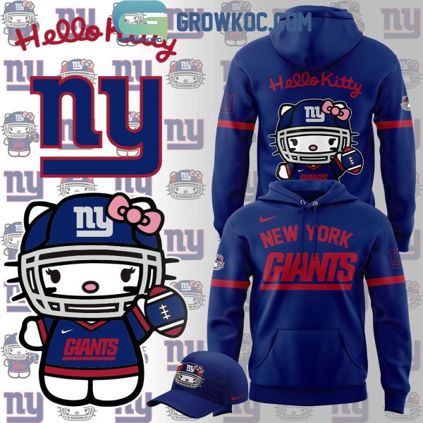 New York Giants Celebrating 50th Anniversary Hello Kitty Blue Hoodie T-Shirt