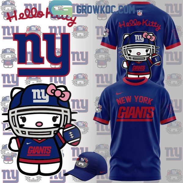 New York Giants Celebrating 50th Anniversary Hello Kitty Blue Hoodie T-Shirt