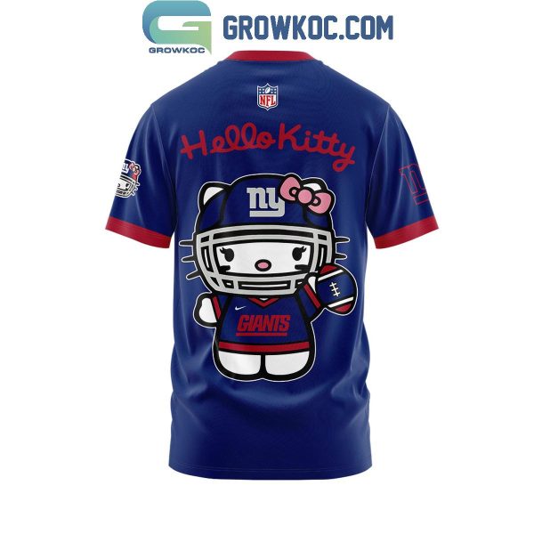 New York Giants Celebrating 50th Anniversary Hello Kitty Blue Hoodie T-Shirt