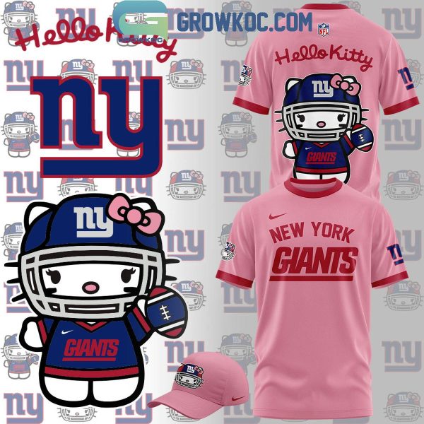 New York Giants Celebrating 50th Anniversary Hello Kitty Pink Hoodie T-Shirt