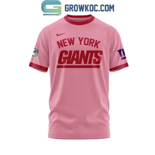 New York Giants Celebrating 50th Anniversary Hello Kitty Pink Hoodie T-Shirt