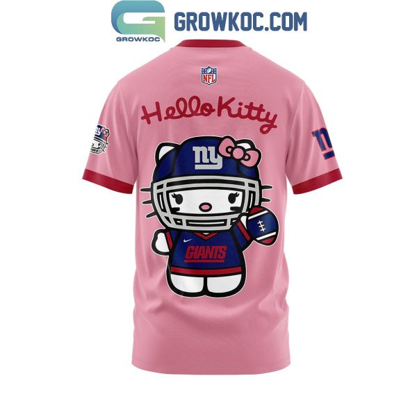 New York Giants Celebrating 50th Anniversary Hello Kitty Pink Hoodie T-Shirt