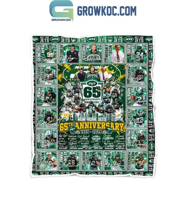 New York Jets 65th Anniversary 1959-2024 Fleece Blanket Quilt